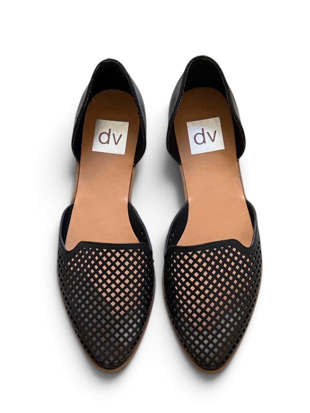 DV by Dolce Vita Black Perforated Laser Cut Vegan Leather Paige Flats Sz 8 w/Box